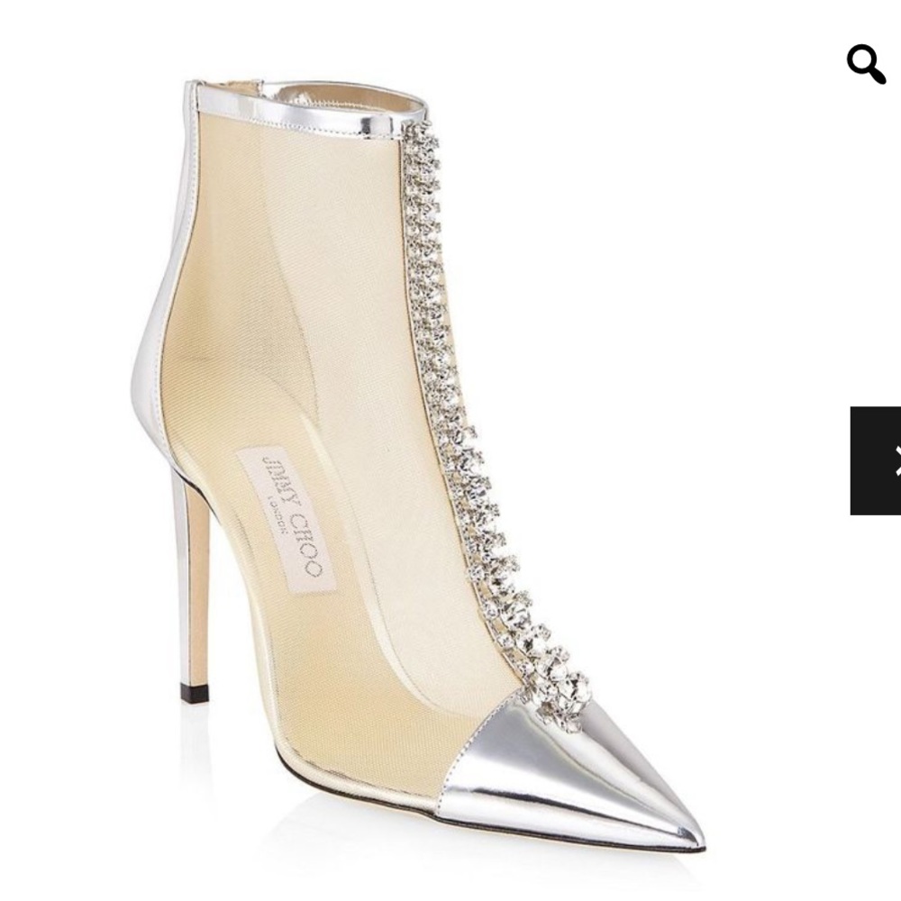 jimmy choo bing 100 Leather &Mesh Ankle Boots with Crystal Embellishment
